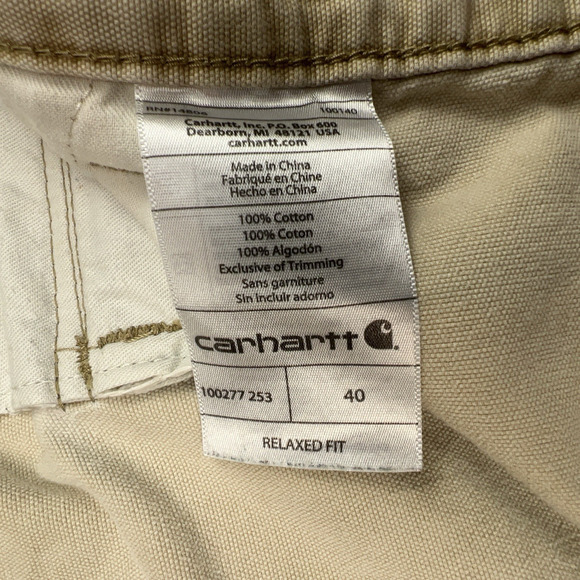 Carhartt Cargo Shorts Mens 40 Khaki Relaxed Fit Thrashed Utility Work Wear - Picture 12 of 12
